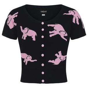 Collectif Mainline Minnie Tipsy Elephants Cardigan